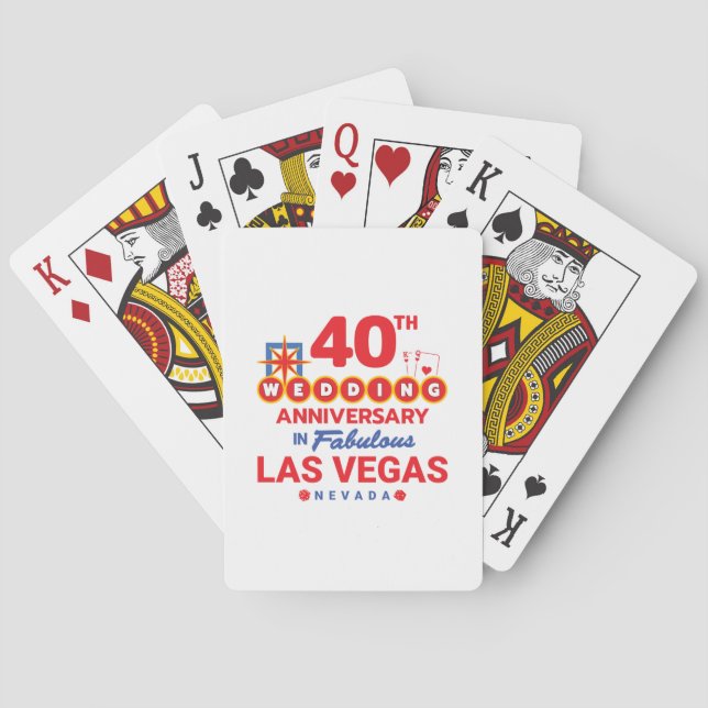 40th Wedding Anniversary Couples Las Vegas Trip Poker Cards (Back)