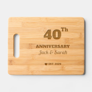 40th Wedding Anniversary Custom Couple Name Engraved Cutting Board