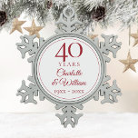 40th Wedding Anniversary Elegant Ruby Snowflake Pewter Christmas Ornament<br><div class="desc">This chic 40th wedding anniversary design can be personalized with your special forty-anniversary information in elegant ruby text. Designed by Thisisnotme©</div>