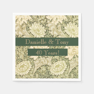 40th Wedding Anniversary Floral Cocktail Napkins