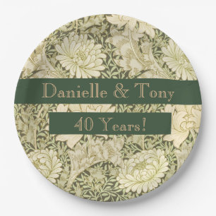 40th Wedding Anniversary Floral Paper Plates