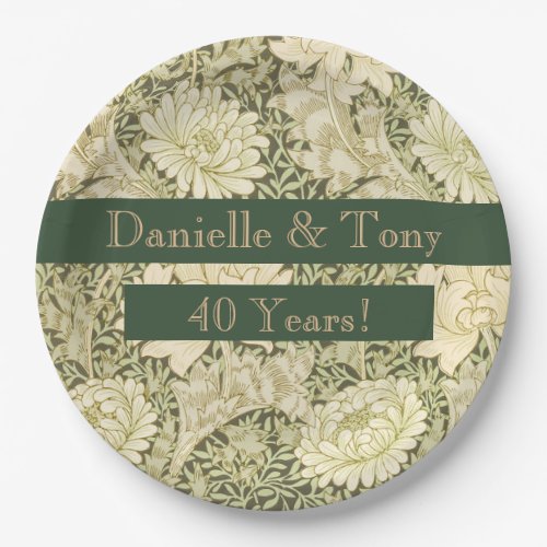 40th Wedding Anniversary Floral  Paper Plates