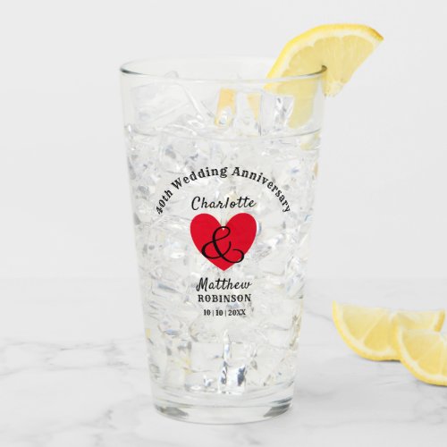 40th Wedding Anniversary Gift Personalized Glass