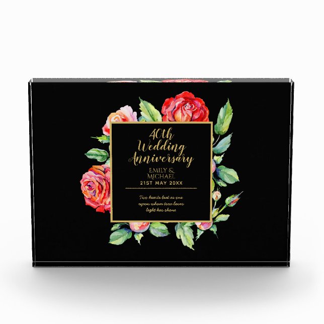 40th Wedding Anniversary Gift - Ruby Red Roses (Front)