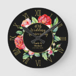 40th Wedding Anniversary Gift - Ruby Red Roses Round Clock at Zazzle