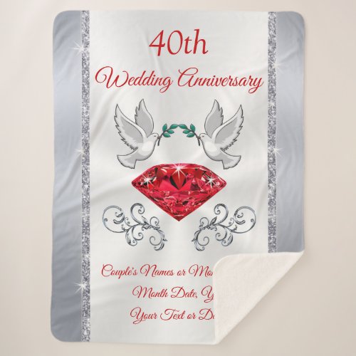 40th Wedding Anniversary Gifts for Parents Sherpa Blanket