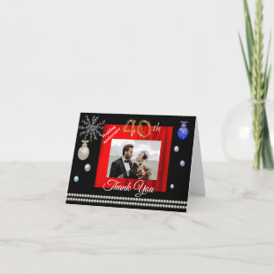 40th Wedding Anniversary & Gold Festive Holiday Thank You Card