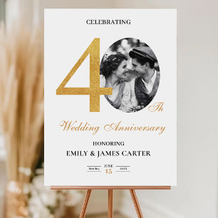 40th Wedding Anniversary Golden Personalized Photo Foam Board