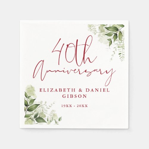 40th Wedding Anniversary Greenery Floral