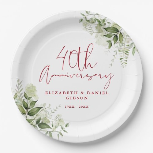 40th Wedding Anniversary Greenery Floral