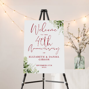 40th Wedding Anniversary Greenery Welcome Sign
