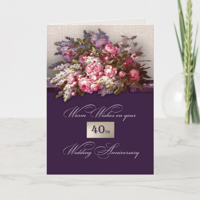 40th Wedding Anniversary Greeting Cards (Front)