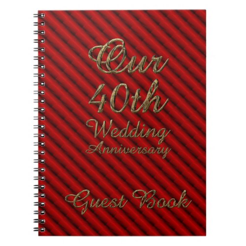 40th Wedding Anniversary Guest Book Gold Ruby