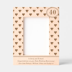 40th Wedding Anniversary Hearts Pattern Engraved Frames