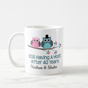 40th Wedding Anniversary His Hers Owl Gift Mug
