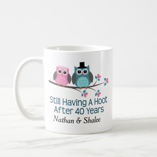 40th Wedding Anniversary His Hers Owl Gift Mug