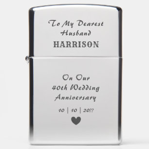 40th Wedding Anniversary Husband Zippo Lighter