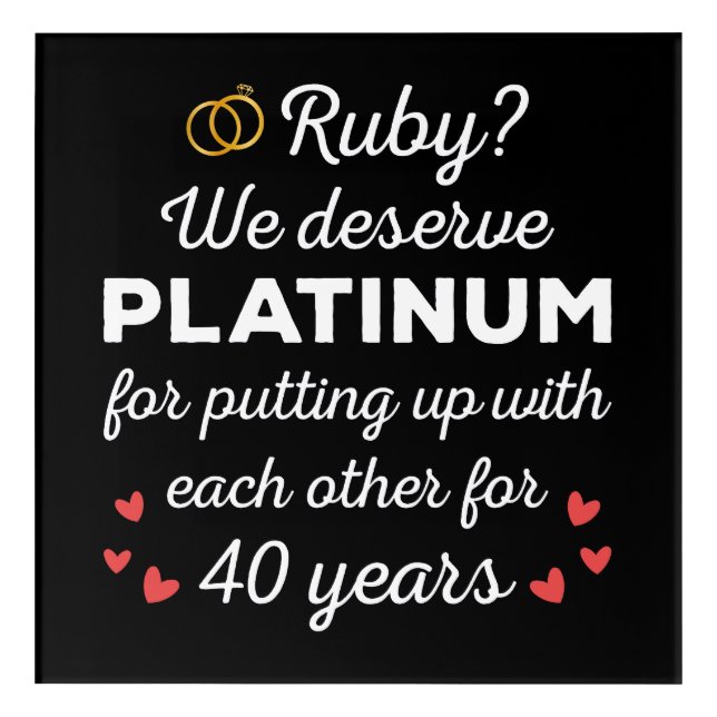 40th Wedding Anniversary I - Ruby Funny Couple Acrylic Print (Front)