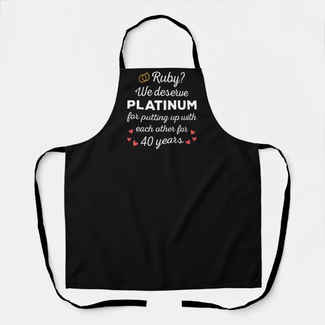 40th Wedding Anniversary I - Ruby Funny Couple Apron (Front)