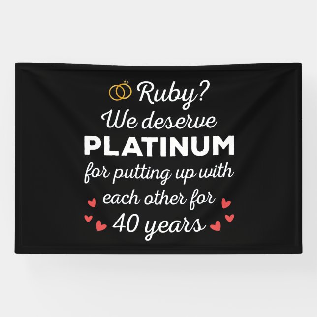 40th Wedding Anniversary I - Ruby Funny Couple Banner (Horizontal)