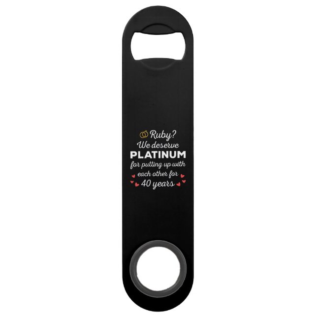 40th Wedding Anniversary I - Ruby Funny Couple Bar Key (Front)