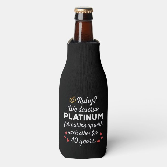 40th Wedding Anniversary I - Ruby Funny Couple Bottle Cooler (Bottle Front)