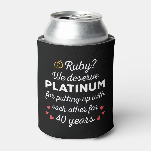 40th Wedding Anniversary I - Ruby Funny Couple Can Cooler (Can Front)