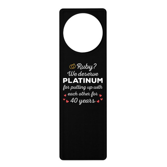 40th Wedding Anniversary I - Ruby Funny Couple Door Hanger (Front)