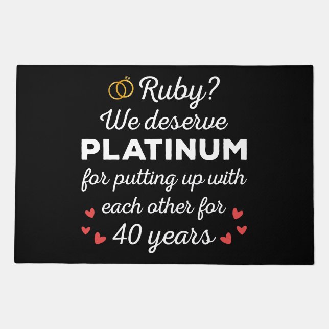 40th Wedding Anniversary I - Ruby Funny Couple Doormat (Front)