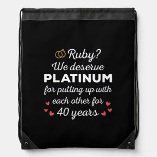 40th Wedding Anniversary I - Ruby Funny Couple Drawstring Bag