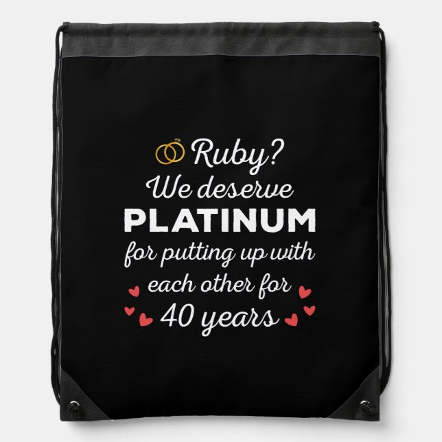 40th Wedding Anniversary I - Ruby Funny Couple Drawstring Bag (Front)