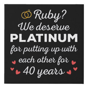 40th Wedding Anniversary I - Ruby Funny Couple Faux Canvas Print