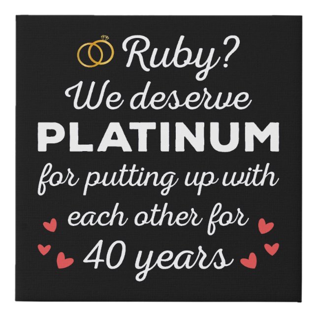 40th Wedding Anniversary I - Ruby Funny Couple Faux Canvas Print (Front)