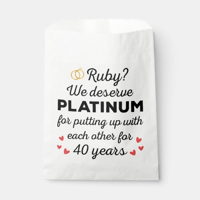 40th Wedding Anniversary I - Ruby Funny Couple Favor Bag (Front)