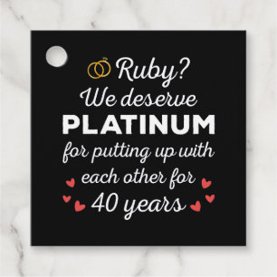 40th Wedding Anniversary I - Ruby Funny Couple Favor Tags