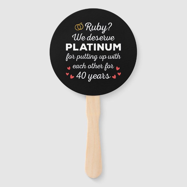 40th Wedding Anniversary I - Ruby Funny Couple Hand Fan (Front)