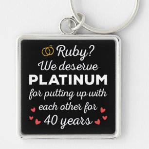 40th Wedding Anniversary I - Ruby Funny Couple Keychain