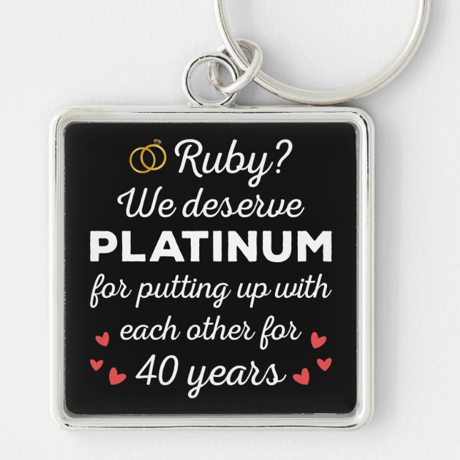 40th Wedding Anniversary I - Ruby Funny Couple Keychain (Front)