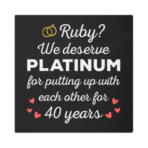 40th Wedding Anniversary I - Ruby Funny Couple Metal Print