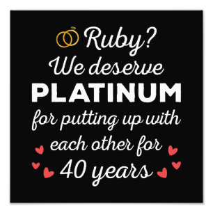 40th Wedding Anniversary I - Ruby Funny Couple Photo Print