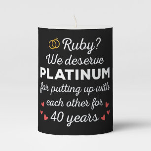 40th Wedding Anniversary I - Ruby Funny Couple Pillar Candle