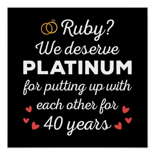 40th Wedding Anniversary I - Ruby Funny Couple Poster (Front)