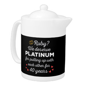 40th Wedding Anniversary I - Ruby Funny Couple Teapot