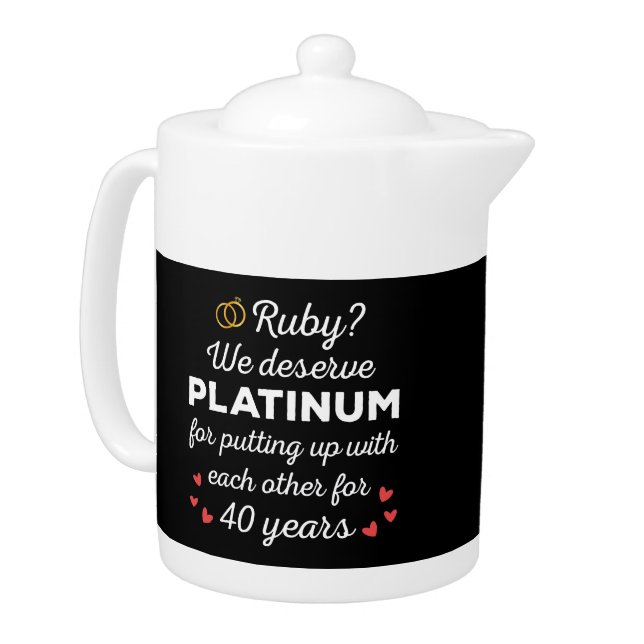 40th Wedding Anniversary I - Ruby Funny Couple Teapot (Left)
