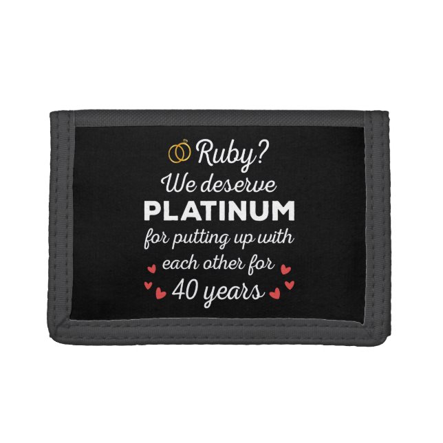 40th Wedding Anniversary I - Ruby Funny Couple Tri-fold Wallet (Front)