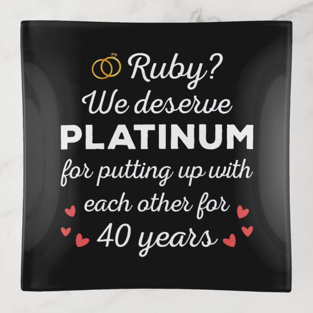 40th Wedding Anniversary I - Ruby Funny Couple Trinket Tray (Front)