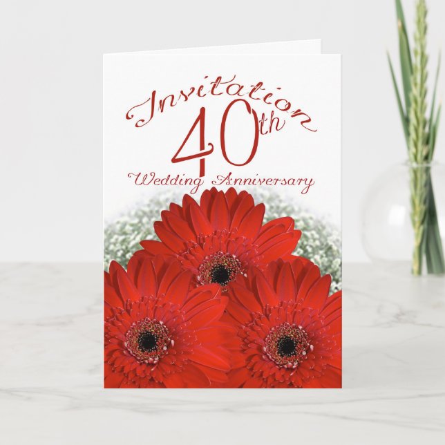 40th wedding anniversary invitation card - ruby we (Front)