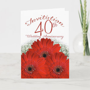 40th wedding anniversary invitation card - ruby we