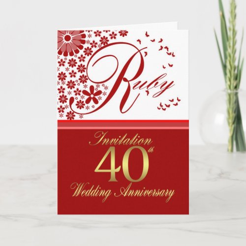 40th wedding anniversary invitation card _ ruby we