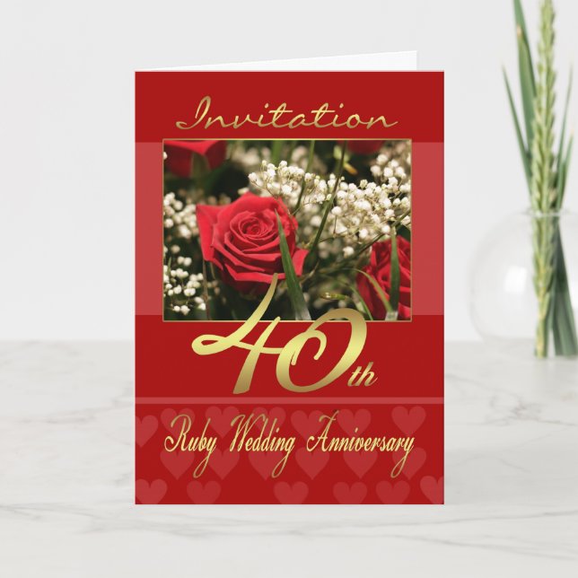 40th wedding anniversary invitation card - ruby we (Front)